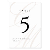 クラシックエレガンス書道モノグラム結婚ズ テーブルナンバー (裏面)