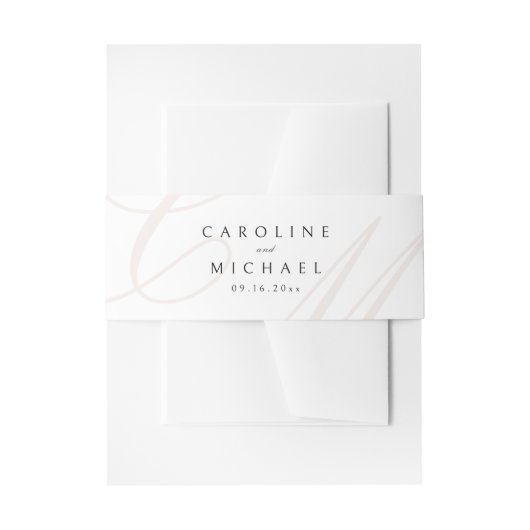 クラシックエレガンス書道モノグラム結婚ズ 招待状ベリーバンド (正面例)