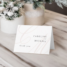 クラシックエレガンス書道モノグラ結婚ムの サンキューカード