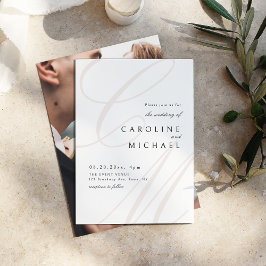 クラシックエレガンス書道モノグラ結婚ムの 招待状