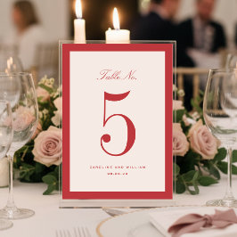 クラシックエレガンス結婚レッドのテーブル番号カード