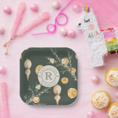 クラシックエレガンス：シックなクリスモノグラムのマス ペーパープレート (パーティー)