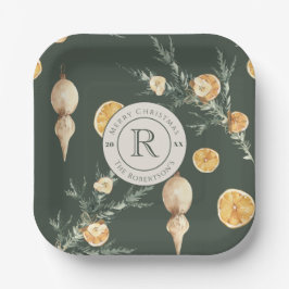 クラシックエレガンス：シックなクリスモノグラムのマス ペーパープレート