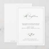 クラシックエレガンス スクリプト グリーンレイ フラワー ウェディング レセプション エンクロージャーカード (正面/裏面)