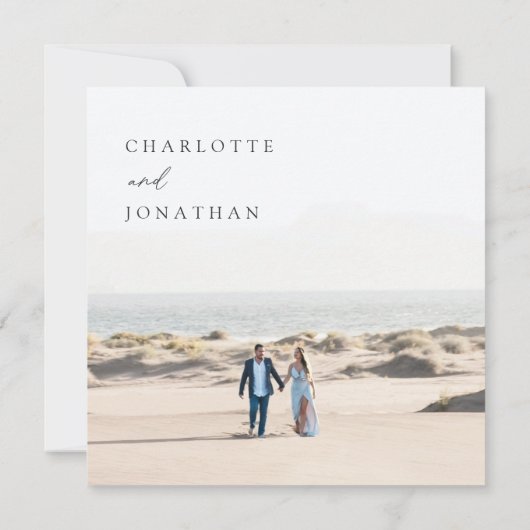 クラシックエレガントアイボリーフォトスクエア結婚ズ 招待状 (裏面)