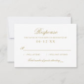 クラシックエレガントアンティーク結婚金ゴールド 出欠カード (正面)