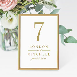 クラシックエレガントアンティーク金ゴールド結婚のテーブル番号 招待状
