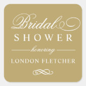 クラシックエレガントアンティーク金ゴールド結婚ブライダルシャワー スクエアシール (正面)