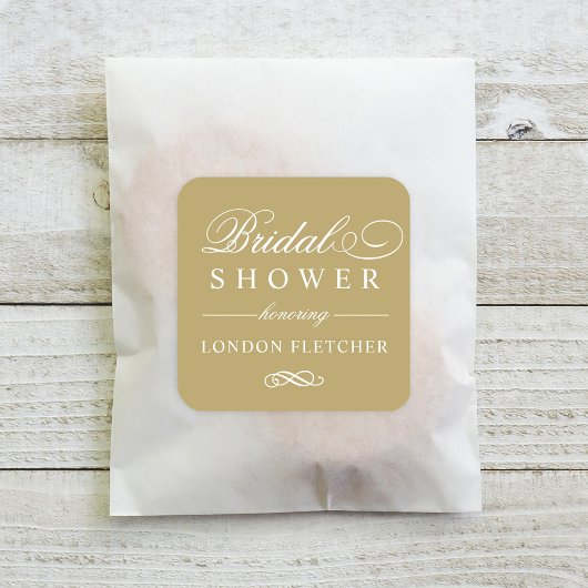 クラシックエレガントアンティーク金ゴールド結婚ブライダルシャワー スクエアシール