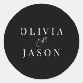 クラシックエレガントアンパサンド白黒結婚ズ ラウンドシール (正面)
