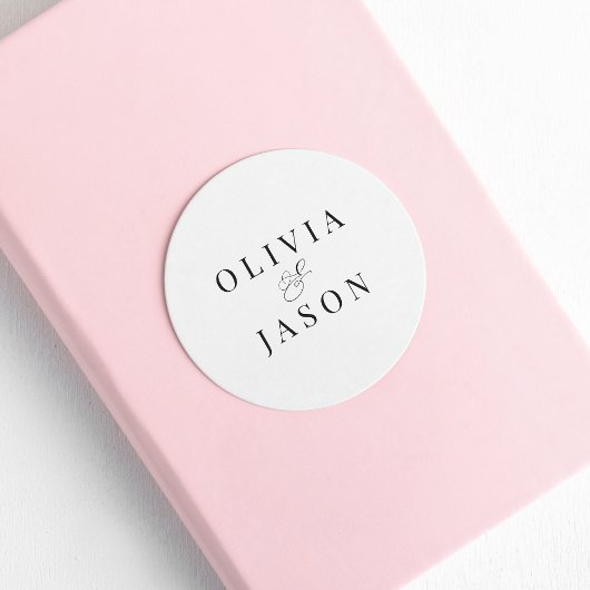 クラシックエレガントアンパサンド結婚ホワイト ラウンドシール