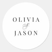 クラシックエレガントアンパサンド結婚ホワイト ラウンドシール (正面)