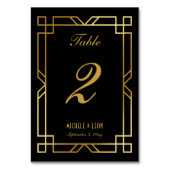 クラシックエレガントアールデコフレ結婚ームの黒金ゴールド テーブルナンバー (正面)