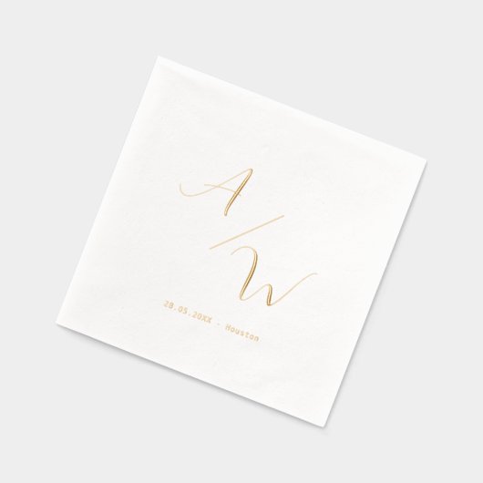 クラシックエレガントイニシャルホイル結婚ス 箔ナプキン (左)