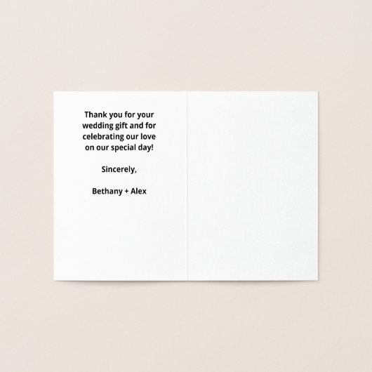 クラシックエレガントウェディングサンキューカード 箔カード (内部)