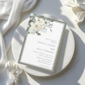 クラシックエレガントオリーブアイボリー結婚フローラ 招待状