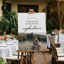 クラシックエレガントカップルのシャワーフォトサイン