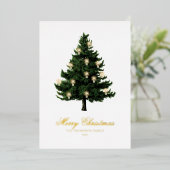 クラシックエレガントクリスマスの木とライト金ゴールド 箔シーズンカード (立ち正面)