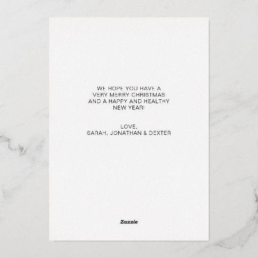 クラシックエレガントクリスマスの木とライト金ゴールド 箔シーズンカード (裏面)