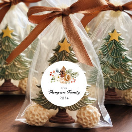 クラシックエレガントクリスマスの植物葉 ラウンドシール