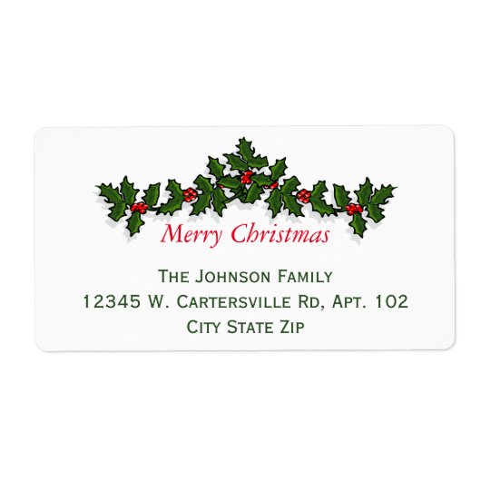 クラシックエレガントクリスマホリーアパーソナライズリターン ラベル (正面)