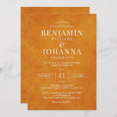 クラシックエレガントサンセットオレンジウォーター結婚カラー 招待状 (正面/裏面)