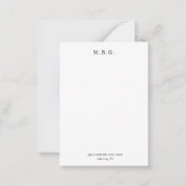 クラシックエレガントシックブラックモノグラムパーソナライズされた ノートカード (正面)