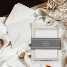 クラシックエレガントシック・グレイ結婚ズ・モノグラム 招待状ベリーバンド