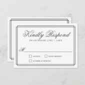 クラシックエレガントシンプルフレーム結婚式RSVP 出欠カード (正面/裏面)