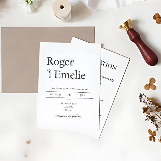 クラシックエレガントシンプル結婚 招待状