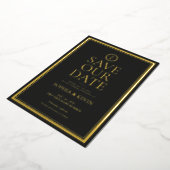 クラシックエレガントシンプル金ゴールド黒の保存日付 箔招待状 (回転した状態)