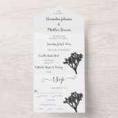 クラシックエレガントシンプルB&Wジョシュアツリーシルエット オールインワン招待状 (内側)