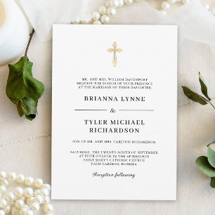 クラシックエレガントシンプルChristian結婚 Cross's 招待状