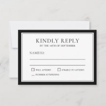 クラシックエレガントシンプルRSVPとBlack Edging