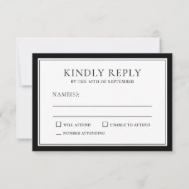 クラシックエレガントシンプルRSVPとBlack Edging 出欠カード