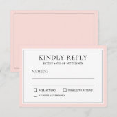 クラシックエレガントシンプルRSVP赤面ピンクエッジング 出欠カード (正面/裏面)