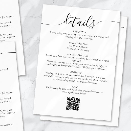 クラシックエレガントスクリプシンプルト結婚詳細 エンクロージャーカード