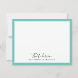 クラシックエレガントスクリプティール（緑がかった色）スクエア縁ど ノートカード