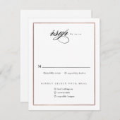 クラシックエレガントスクリプトバラ結婚金ゴールド 出欠カード (正面/裏面)