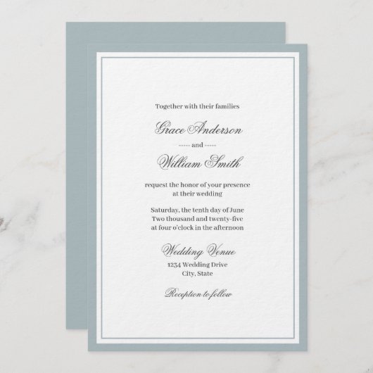 クラシックエレガントスクリプトファミリ結婚式招待状 招待状 (正面/裏面)