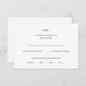 クラシックエレガントスクリプト名白黒結婚の 出欠カード (正面/裏面)