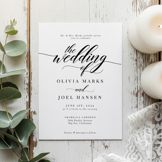 クラシックエレガントスクリプト結婚式招待状 招待状