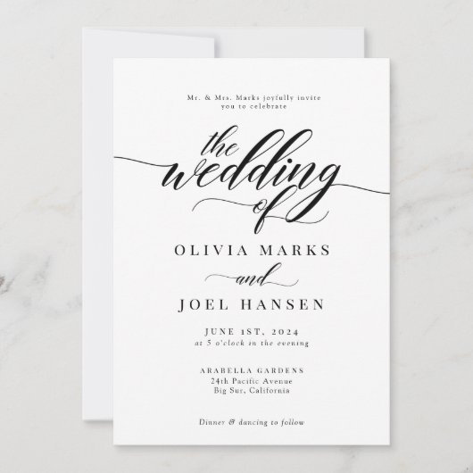 クラシックエレガントスクリプト結婚式招待状 招待状 (正面)