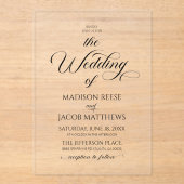 クラシックエレガントスクリプ結婚ト アクリル招待状 (正面)