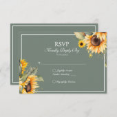 クラシックエレガントセージ水カラーサンフラワー結婚ズ 出欠カード (正面/裏面)