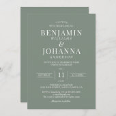 クラシックエレガントセージ結婚グリーン 招待状 (正面/裏面)
