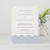 クラシックエレガントソフトパープル+ホワイトビーチ結婚式 招待状 (スタンド正面)