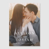 クラシックエレガントタイポグラフィ名Photo結婚のSav マグネット招待状 (正面)