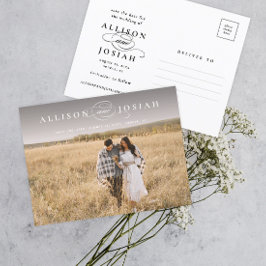 クラシックエレガントタイポグラフィ名Photo結婚のSav 案内ポストカード