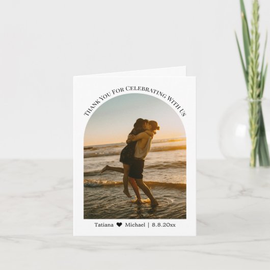 クラシックエレガントタイポグラフィ結婚の夏の写真 サンキューカード (正面)